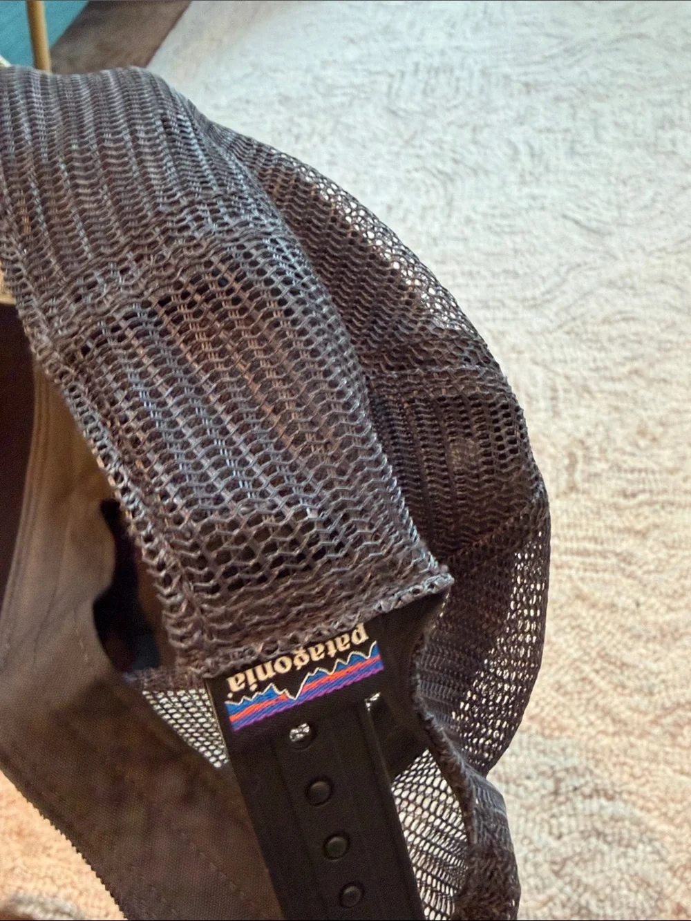 Kids Black and White Bear Patagonia Trucker Hat